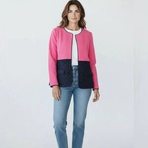 Crown & Ivy Pink and Navy Colorblock Women's Jacket Size Medium